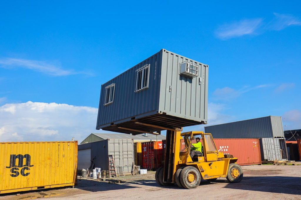 20 Foot Container office on lift at A American Lot 