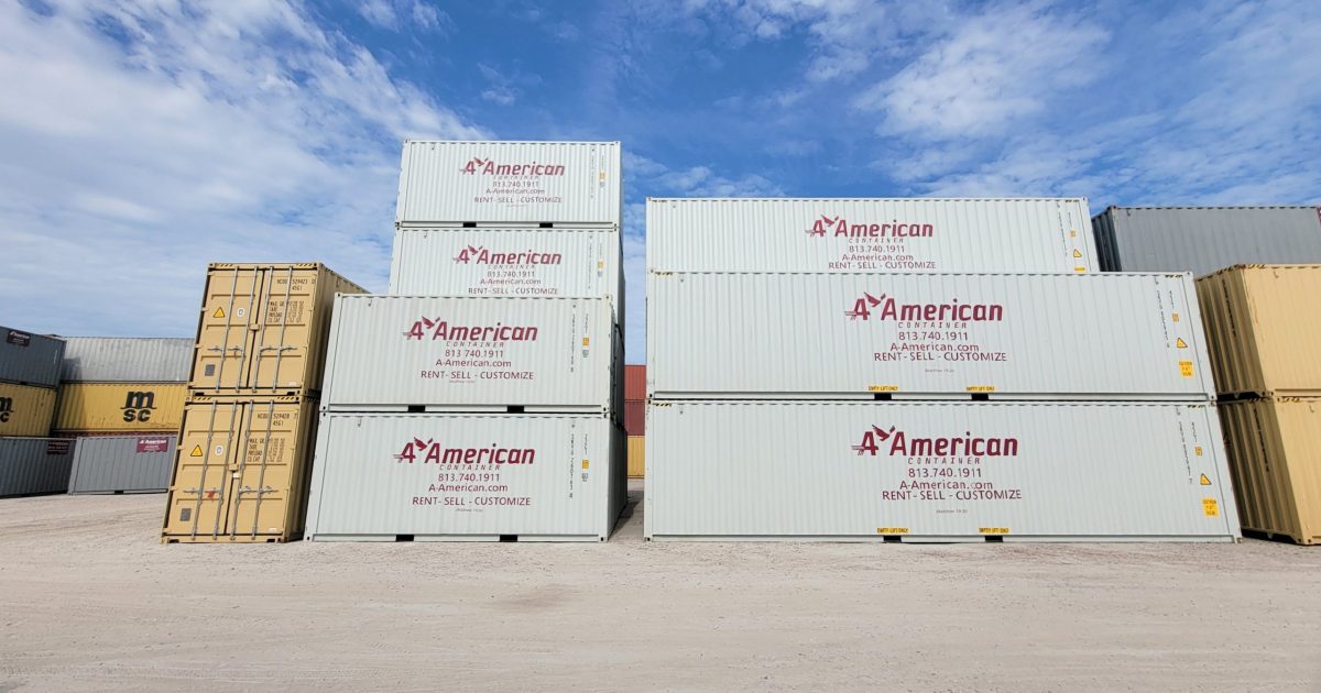 Container rental stack at A American Container lot