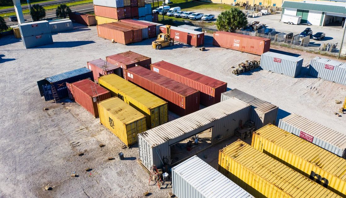 Containers at A American Container Lot in Tampa Bay