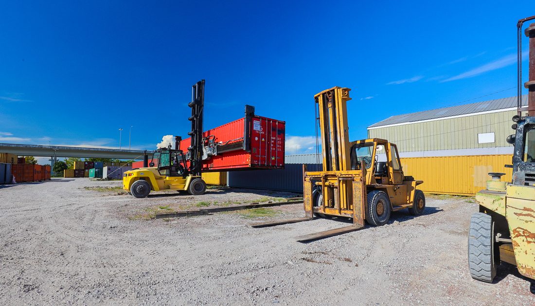 forklifts at A American Container lot