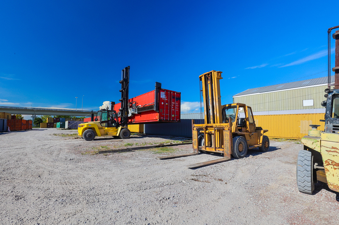 forklifts at A American Container lot