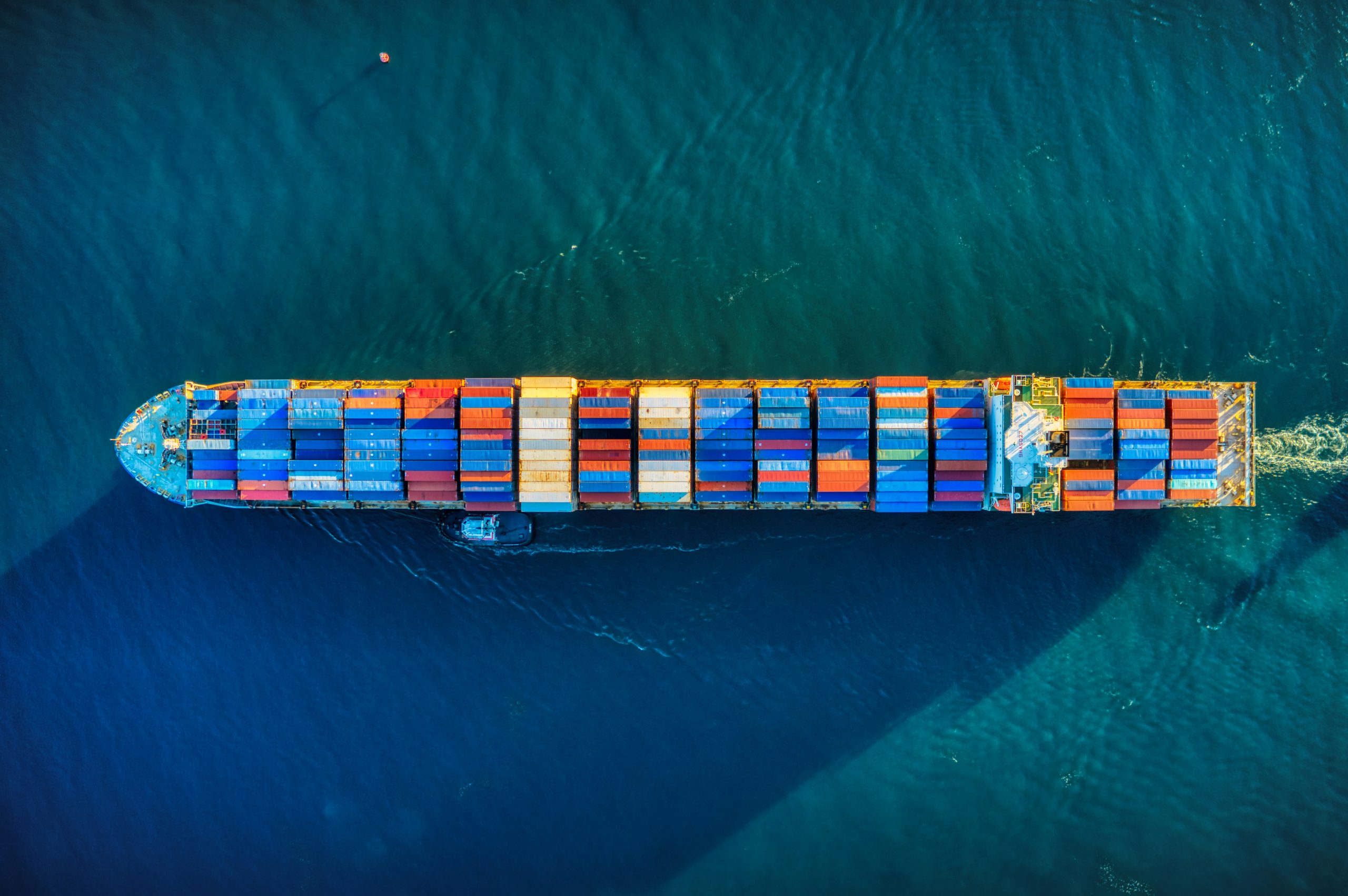 cargo container ship at sea