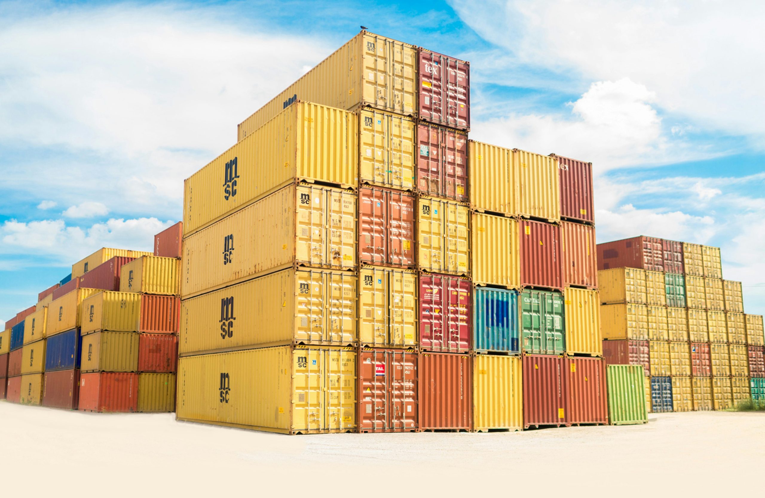 colorful shipping container stack