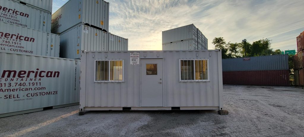 container office with windows and door 