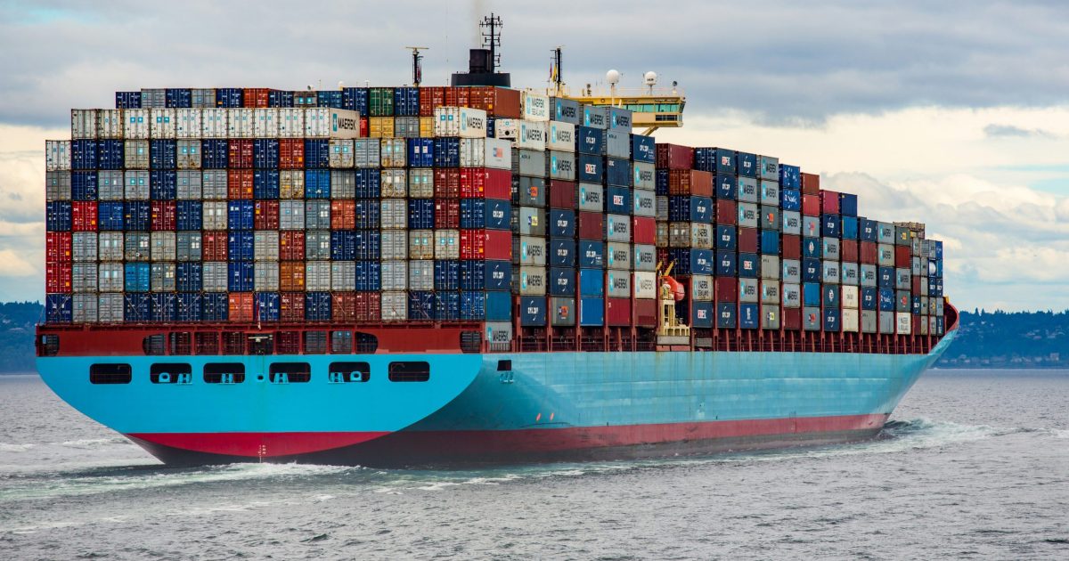 ships stacked on container ship