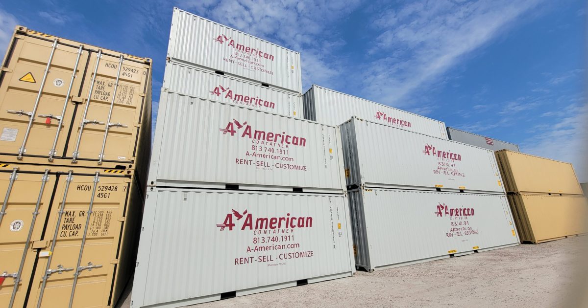 new 20 foot rental fleet stacked on lot