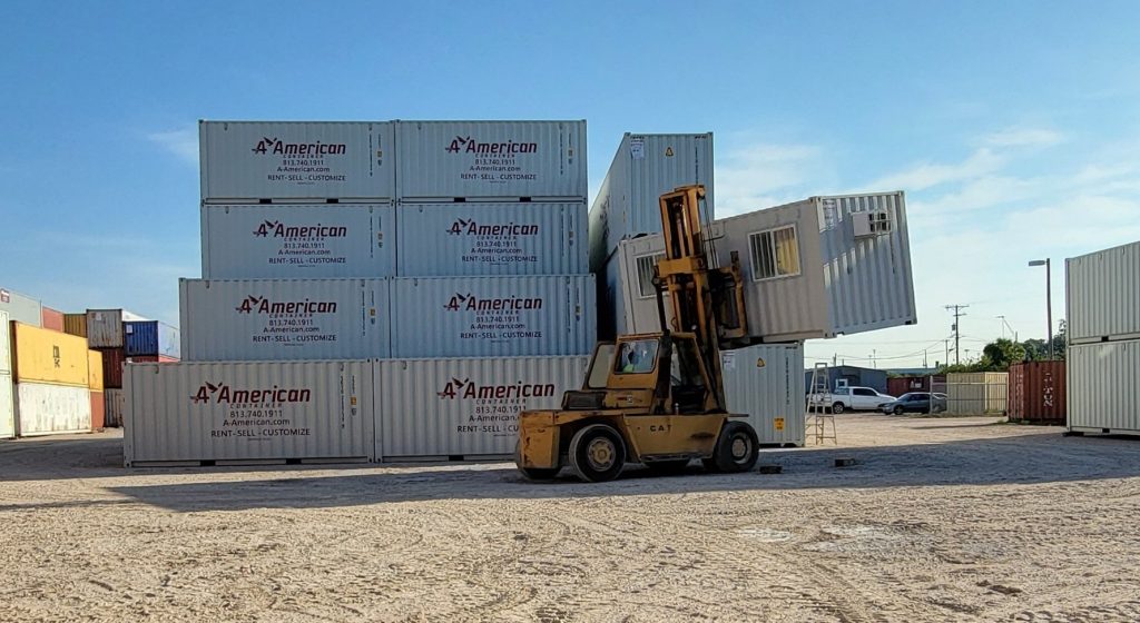 office container on lift 