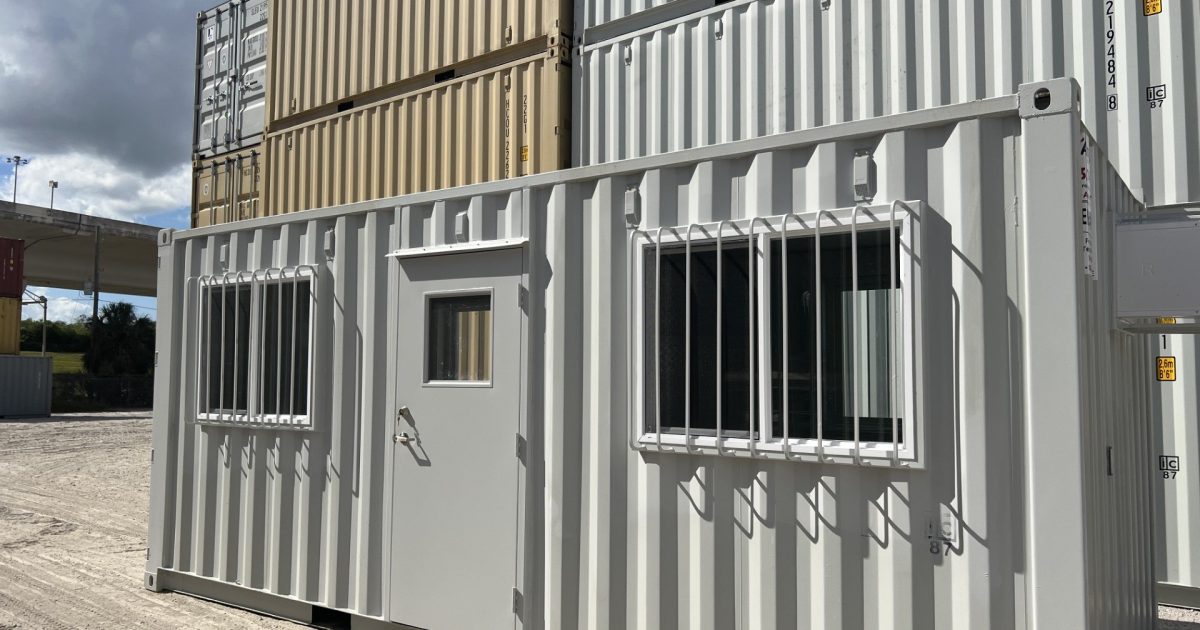 office modification with one trip containers in back