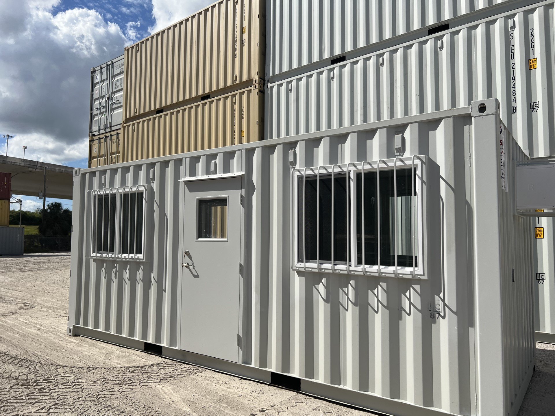 office modification with one trip containers in back
