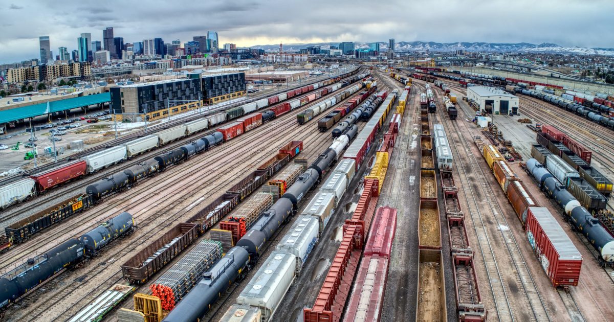shipping containers at railroad