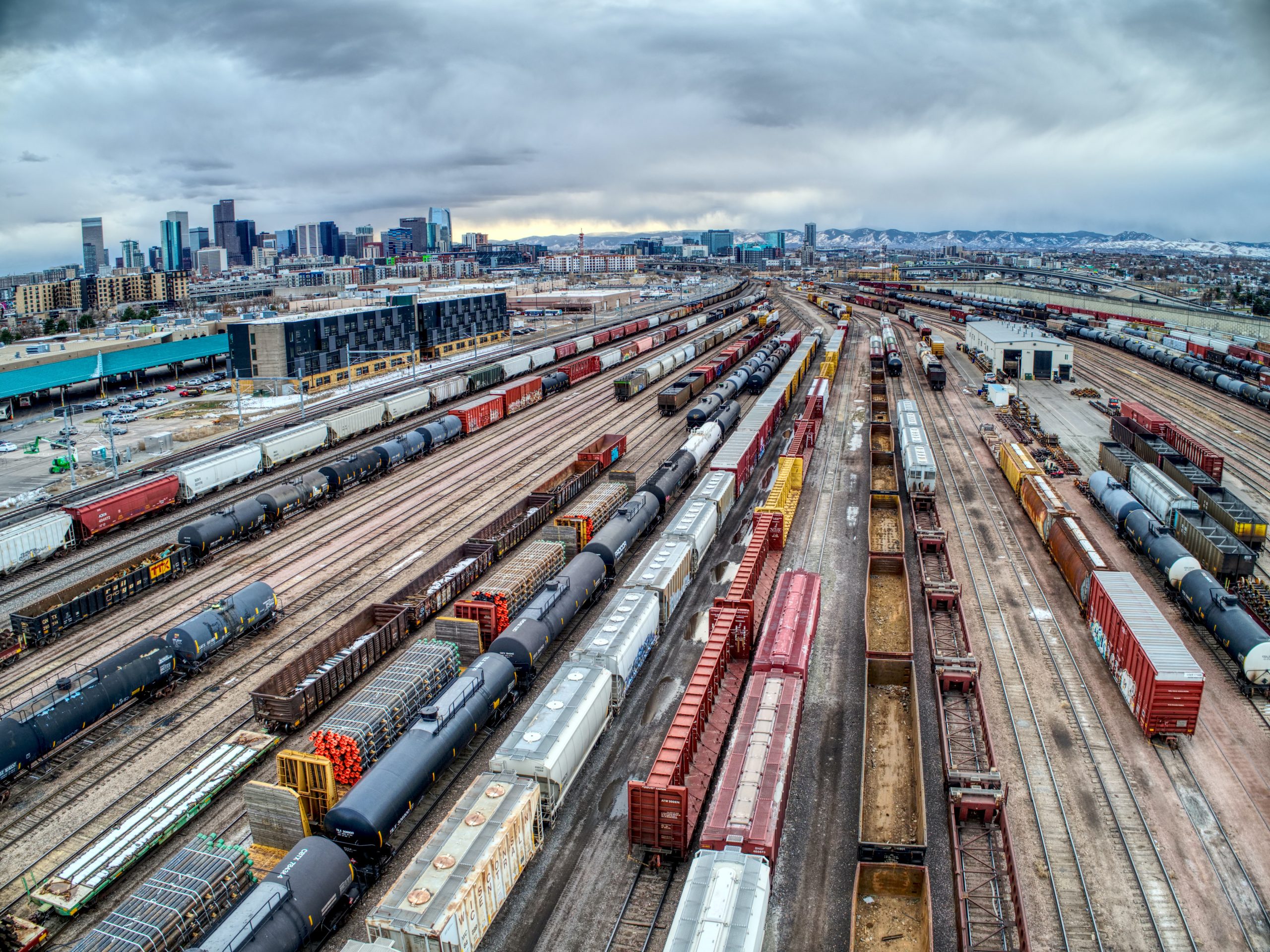 shipping containers at railroad
