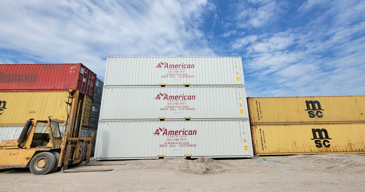 rental containers in stack