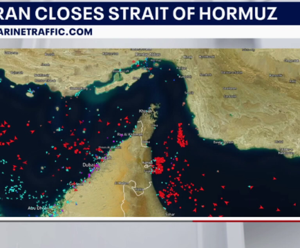 Image of vessels waiting in the Strait of Hormuz